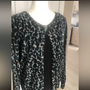 Teal animal print Cardigan button cardigan Jessica  EUC